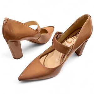 Circus by Sam Edelman Mary Jane, Pointed Toe Strappy Pumps, Tan, Size 6